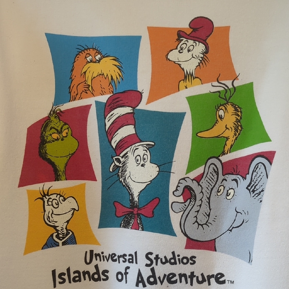 Vintage Dr Seuss Islands Of Adventure Universal Studios Sweatshirt Small Cat Hat - Picture 2 of 12